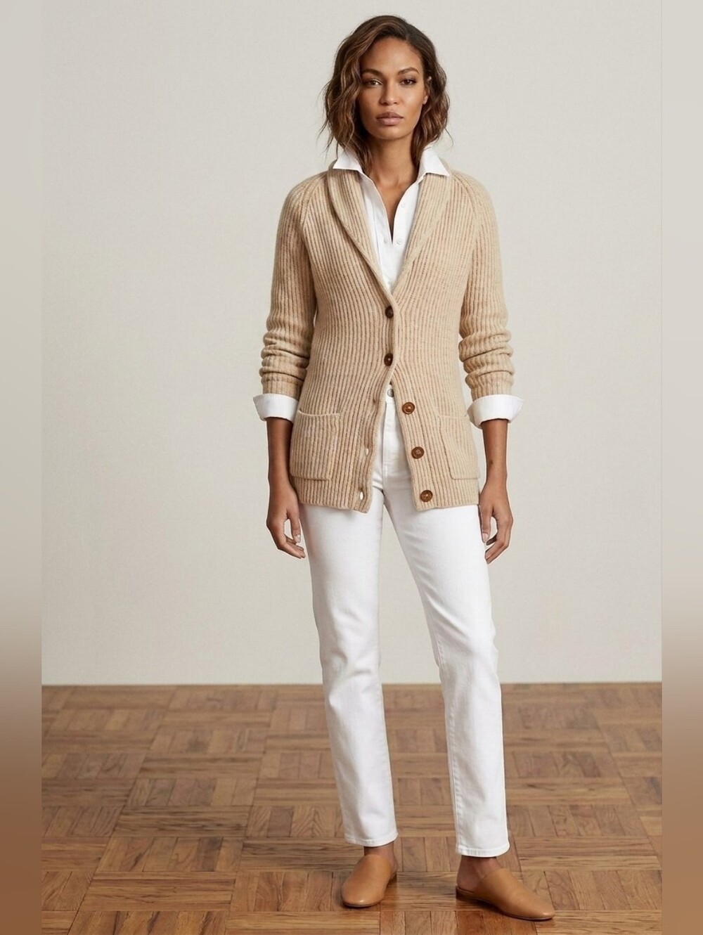 Vintage | Shawl Collar Rib Knit Cardigan